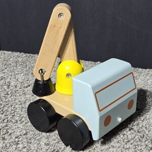 Vintage Ikea Wooden Toy Tow Truck Magnetic Jointed Rotating Lift NO PULL STRING